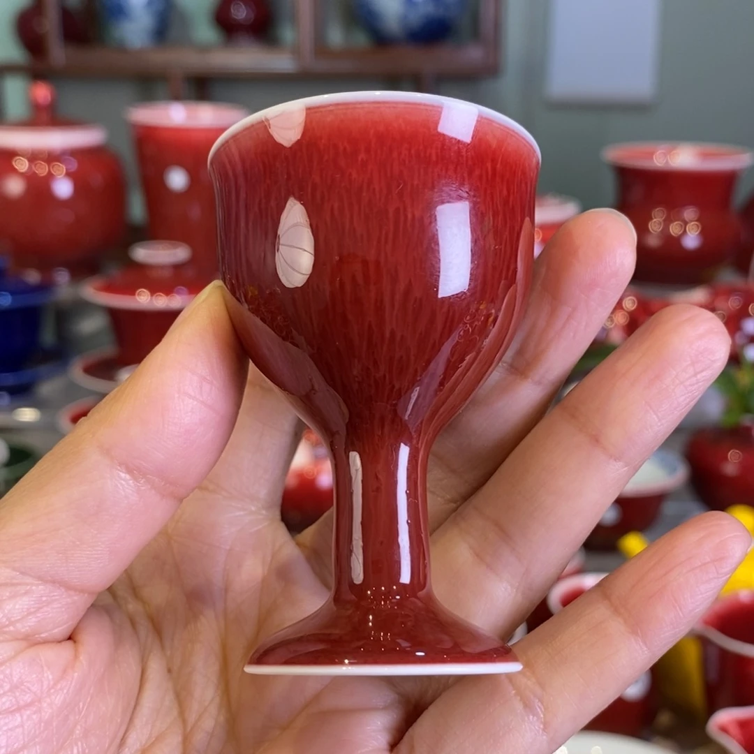 清欢雅玩原矿郎红小酒杯