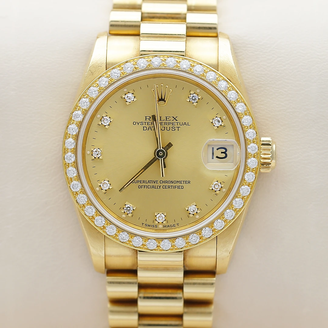 99新 Rolex/劳力士 日志68278/18K黄金内原钻31mm自动机械单表