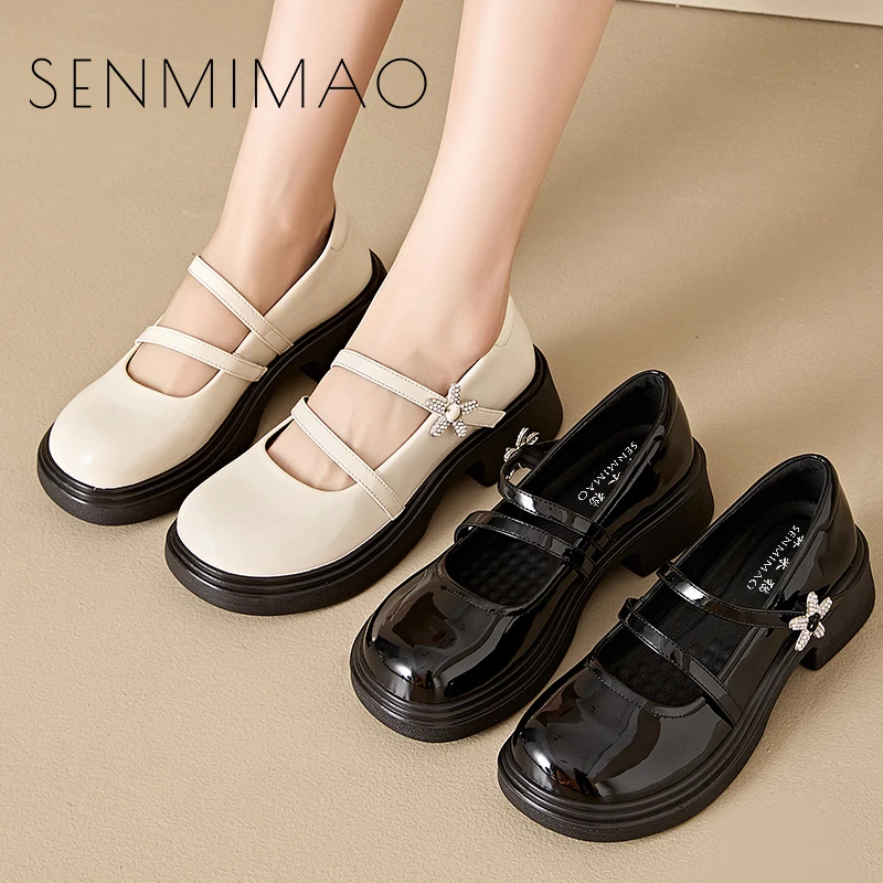 女鞋玛丽珍鞋英伦真牛小皮鞋2025春夏新款浅口中高跟厚底单鞋软底