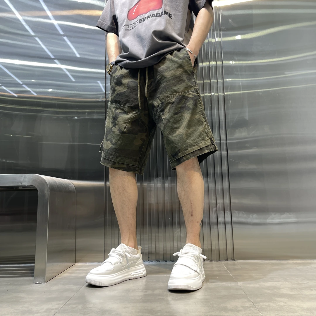 夏季新款工装风迷彩短裤男款时尚休闲宽松百搭直筒男士薄款短裤