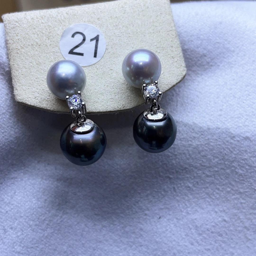 海水珍珠耳饰银S925镶嵌