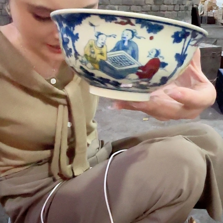 摆件景德镇高温陶瓷人物碗