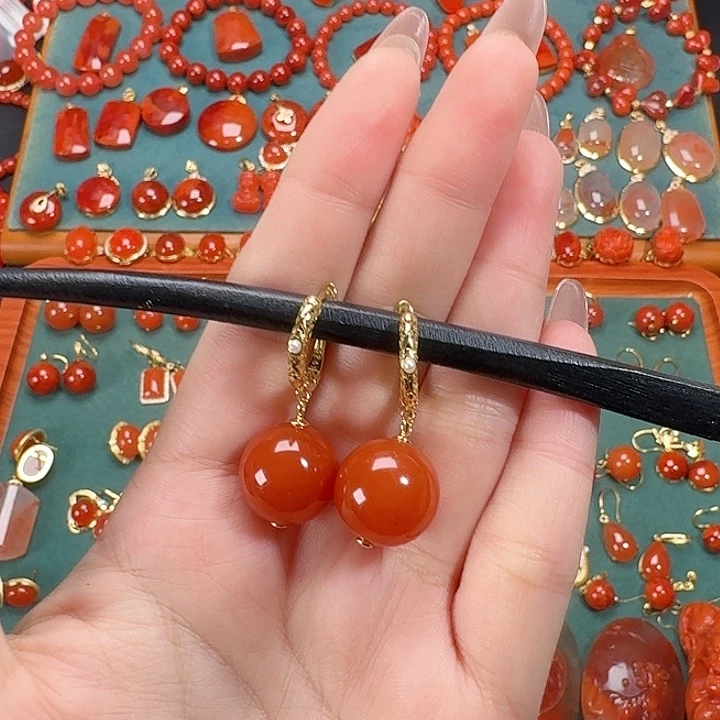 南红玛瑙银S925镶嵌14+