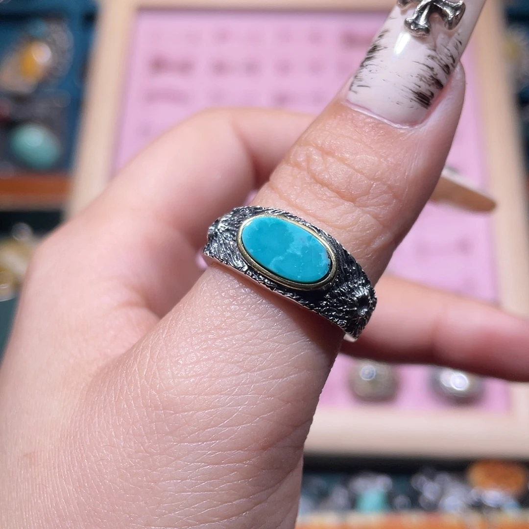 绿松石银S925镶嵌戒指戒指