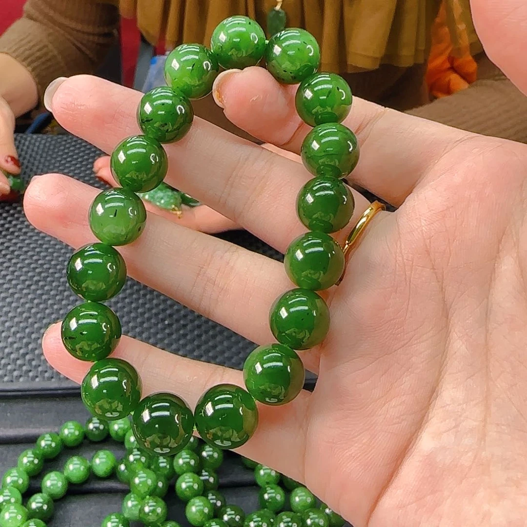 颈饰未镶嵌和田玉碧玉卡10手串