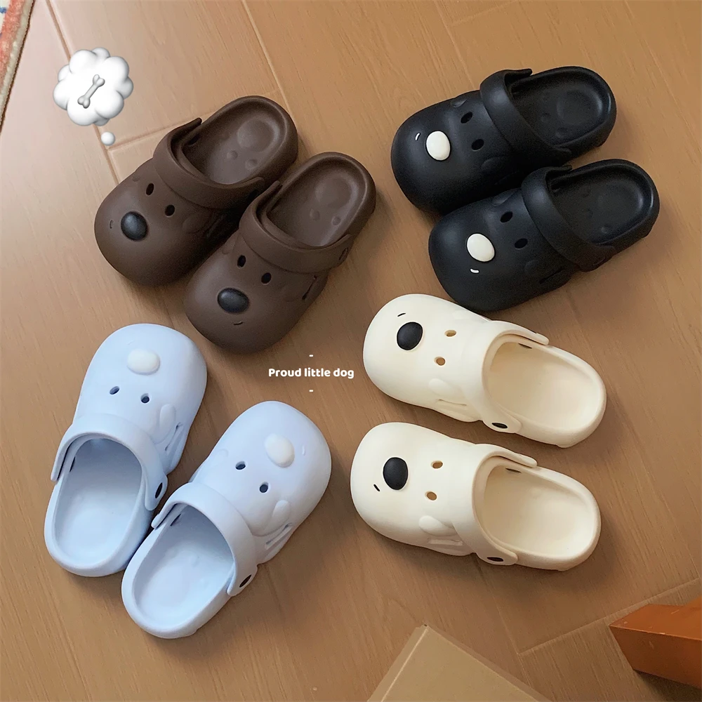细细条 夏季新款男童女童外穿百搭防滑凉鞋趣味可爱狗狗包头拖女