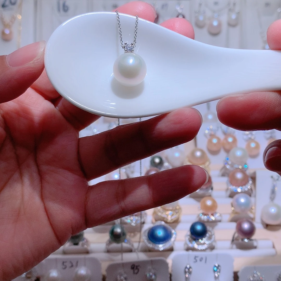 银S925镶嵌淡水珍珠吊坠(赠链)CC13mm