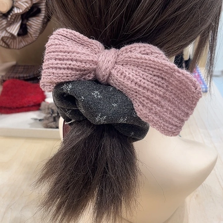 布艺铁合金粉色蝴蝶结发圈