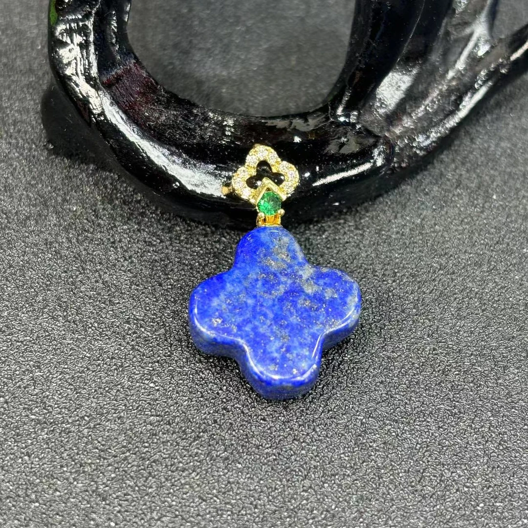 面面来财珠宝q-CT3606-火焰青金石四叶吊坠-配绳子