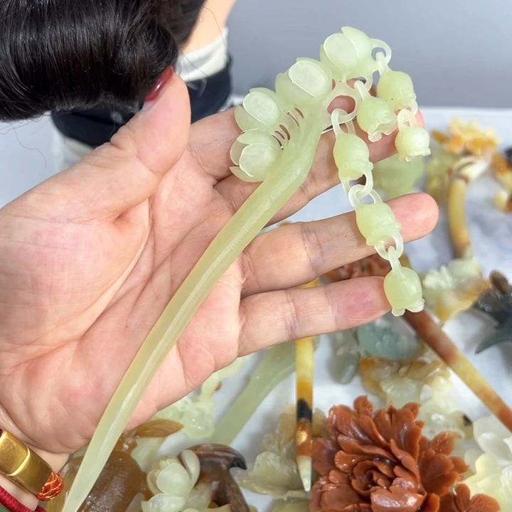 定制蛇纹石玉毛货发饰