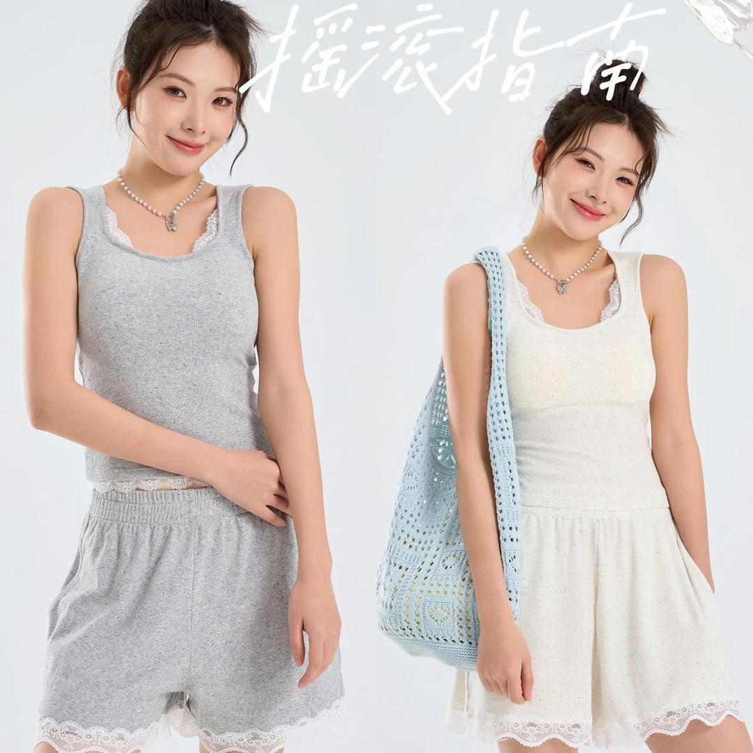 zhemiao宽夏季百肩带蕾丝拼接吊带背心修身显瘦内搭外穿上衣02711