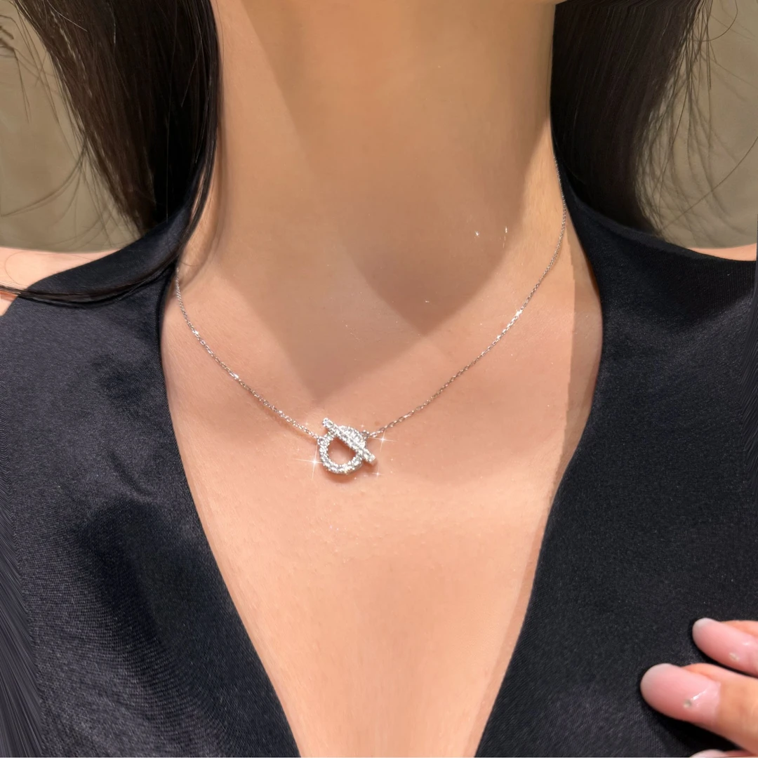 QANNA【满钻猪鼻子】【大钻大Q】轻奢精致百搭时尚钻石锁骨链项链AF