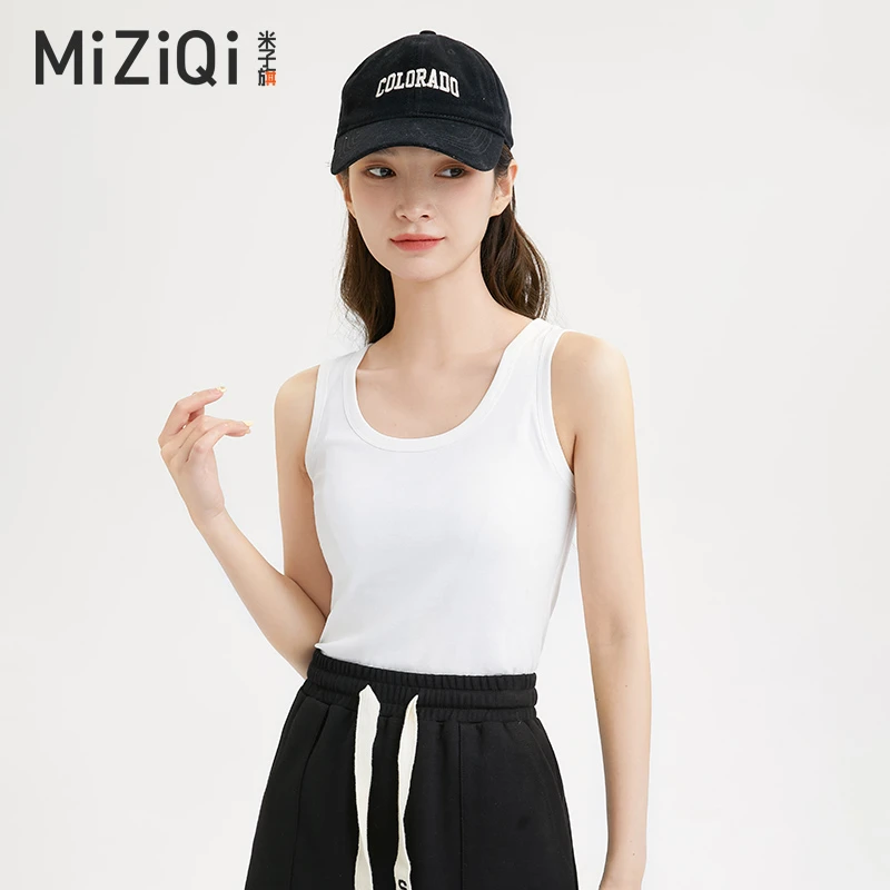 灰色圆领无袖吊带小背心女2025夏季新款带胸垫内搭打底外穿上衣潮