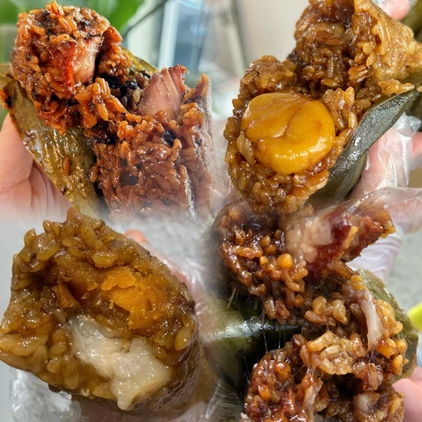 肉粽全家福8个装鲜肉粽 蛋黄肉粽 梅干菜肉粽 板栗肉粽各2个