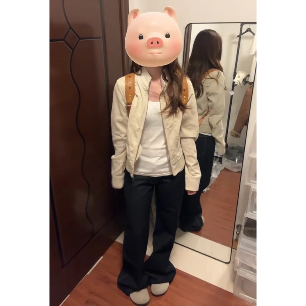 美式复古短外套女秋季2025新款宽松百搭设计感小众机车夹克上衣潮
