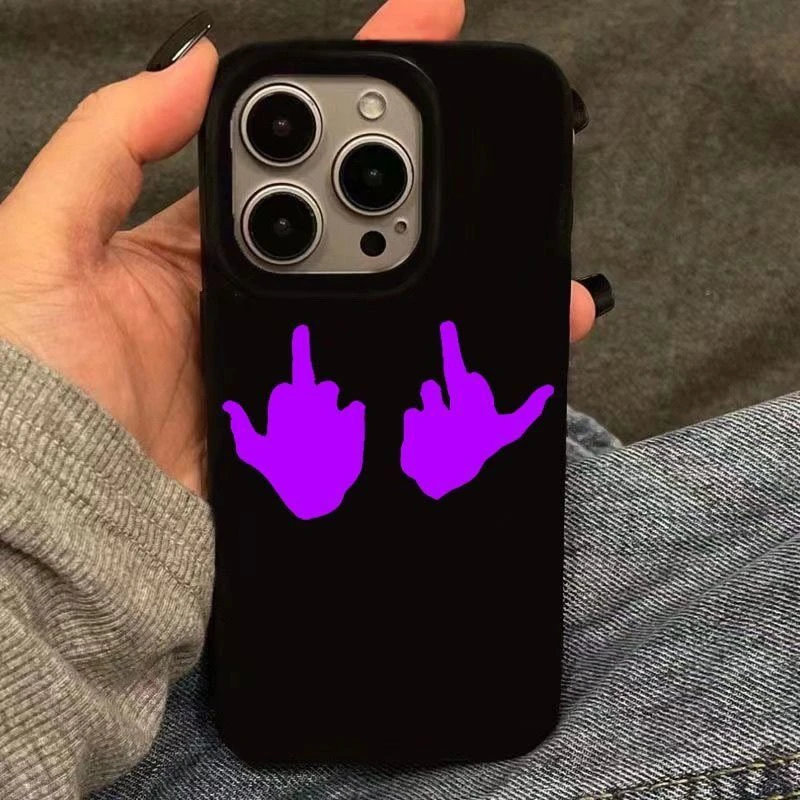 中指手势适用苹果15手机壳iPhone13大孔14promax防摔12软11亮面78