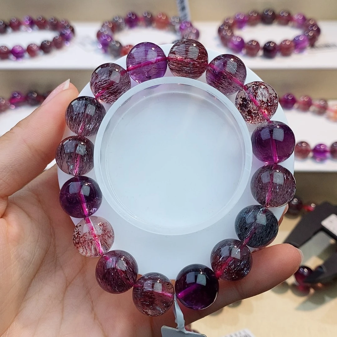 未镶嵌手链水晶黑加仑超七13+