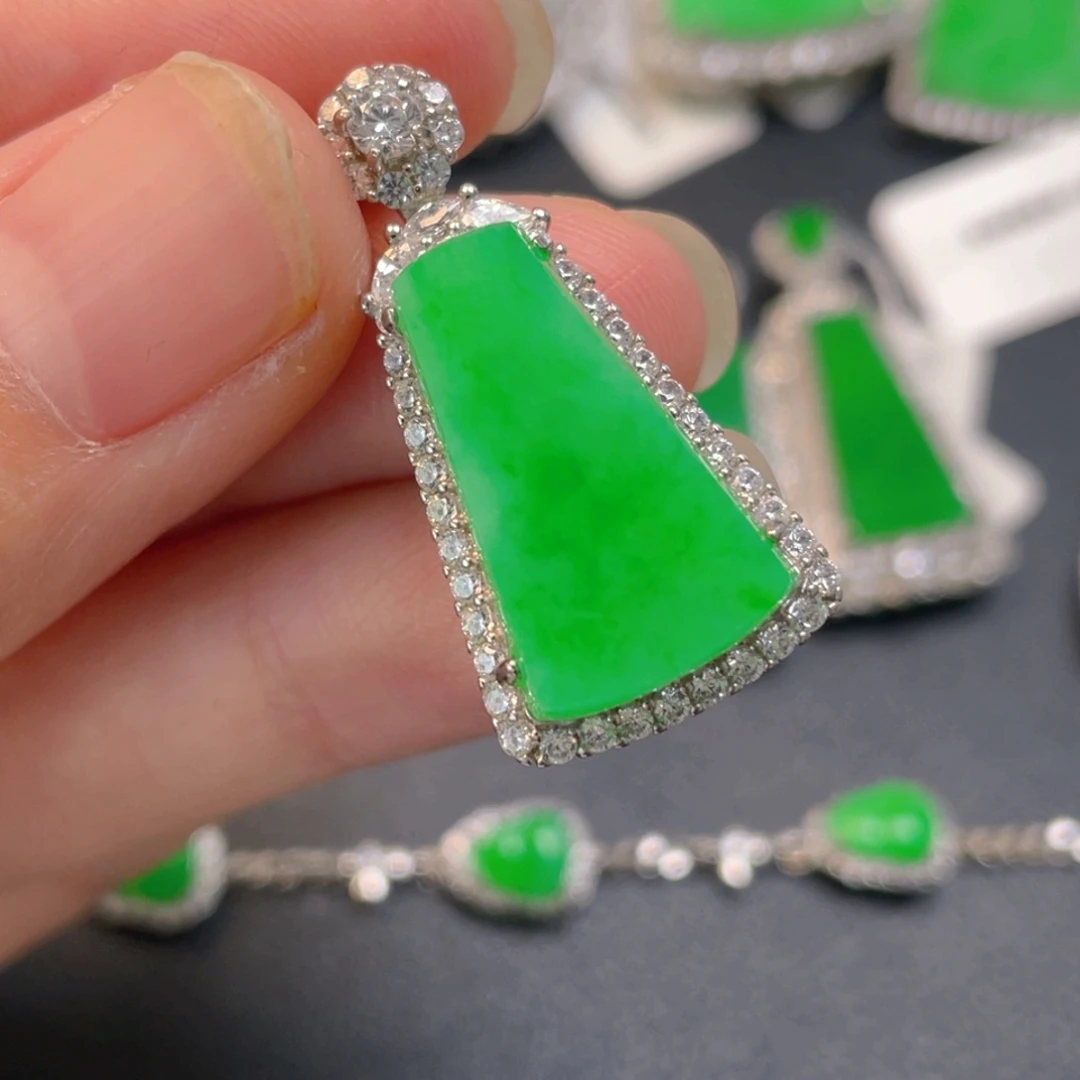 翡翠银S925镶嵌吊坠(不含链)