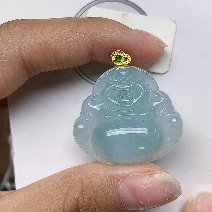 颈饰18K金镶嵌翡翠天然翡翠