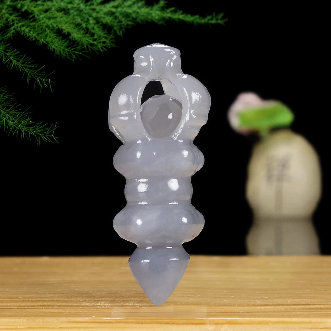 精品和田玉冰烟紫《金刚杵》挂件112