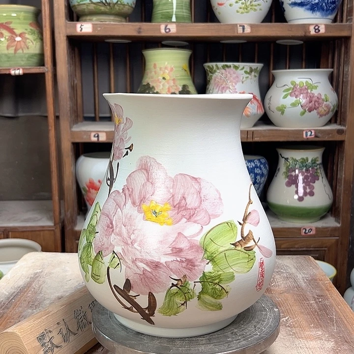 陶鱼尾高27牡丹美女陶瓷