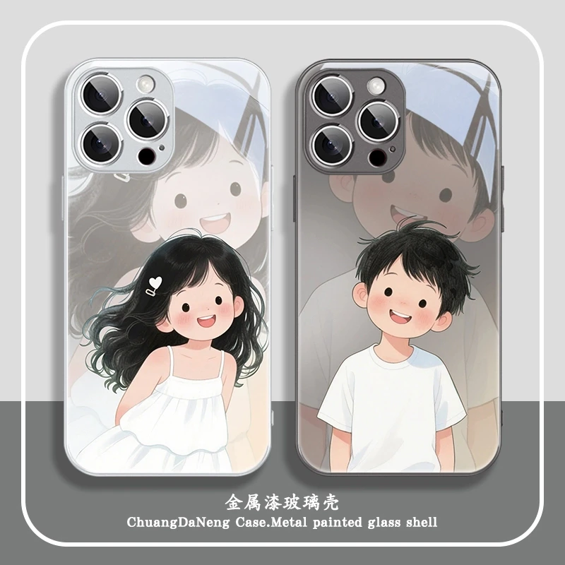 微笑男孩女孩适用于苹果/华为/小米/vivo/OPPO情侣简约可爱手机壳