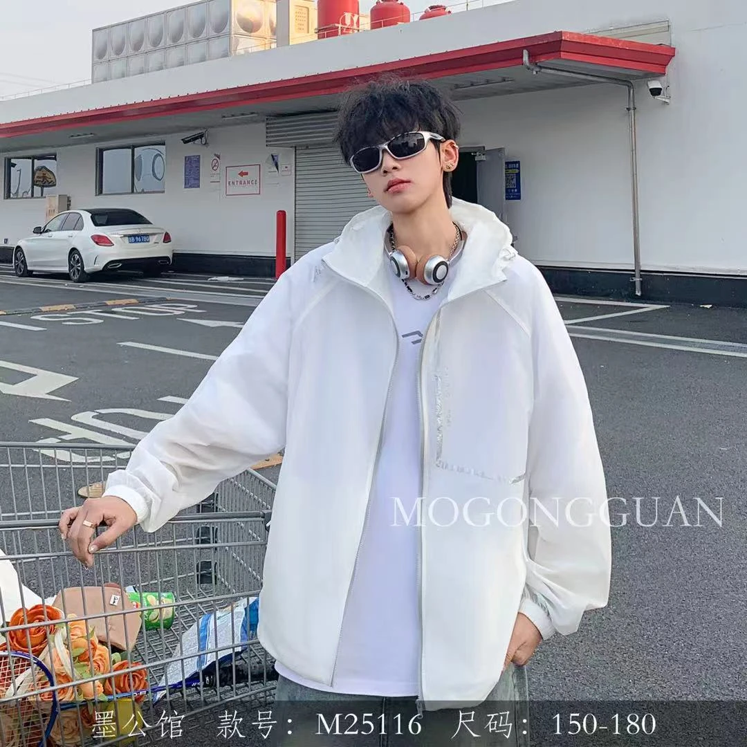25116白色青少年时尚潮流休闲防晒外套