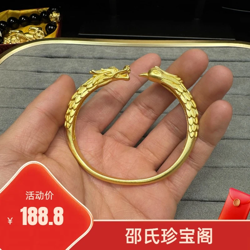 合金手镯 高定龙凤可开口合金手镯时尚中古