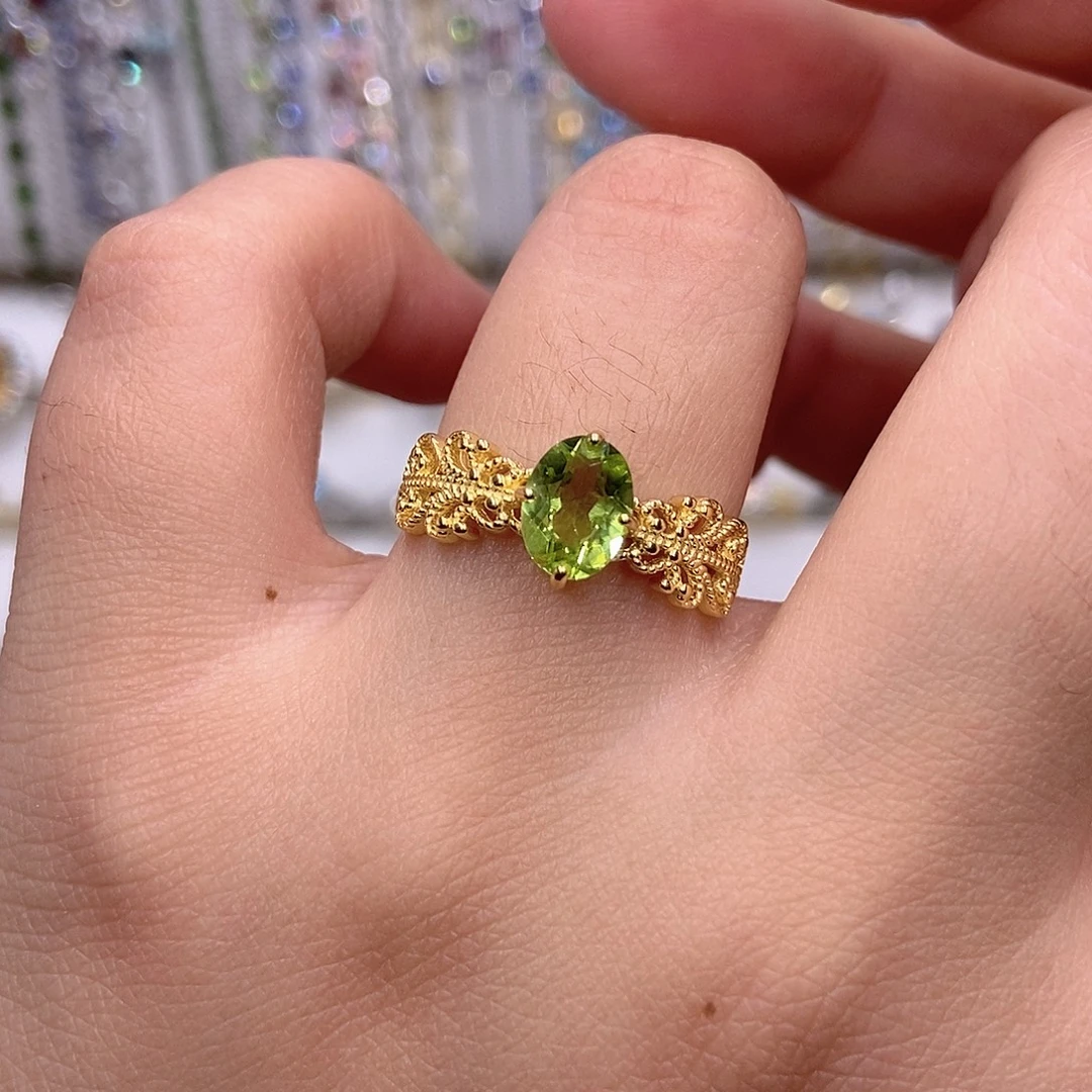 橄榄石银S925镶嵌戒指