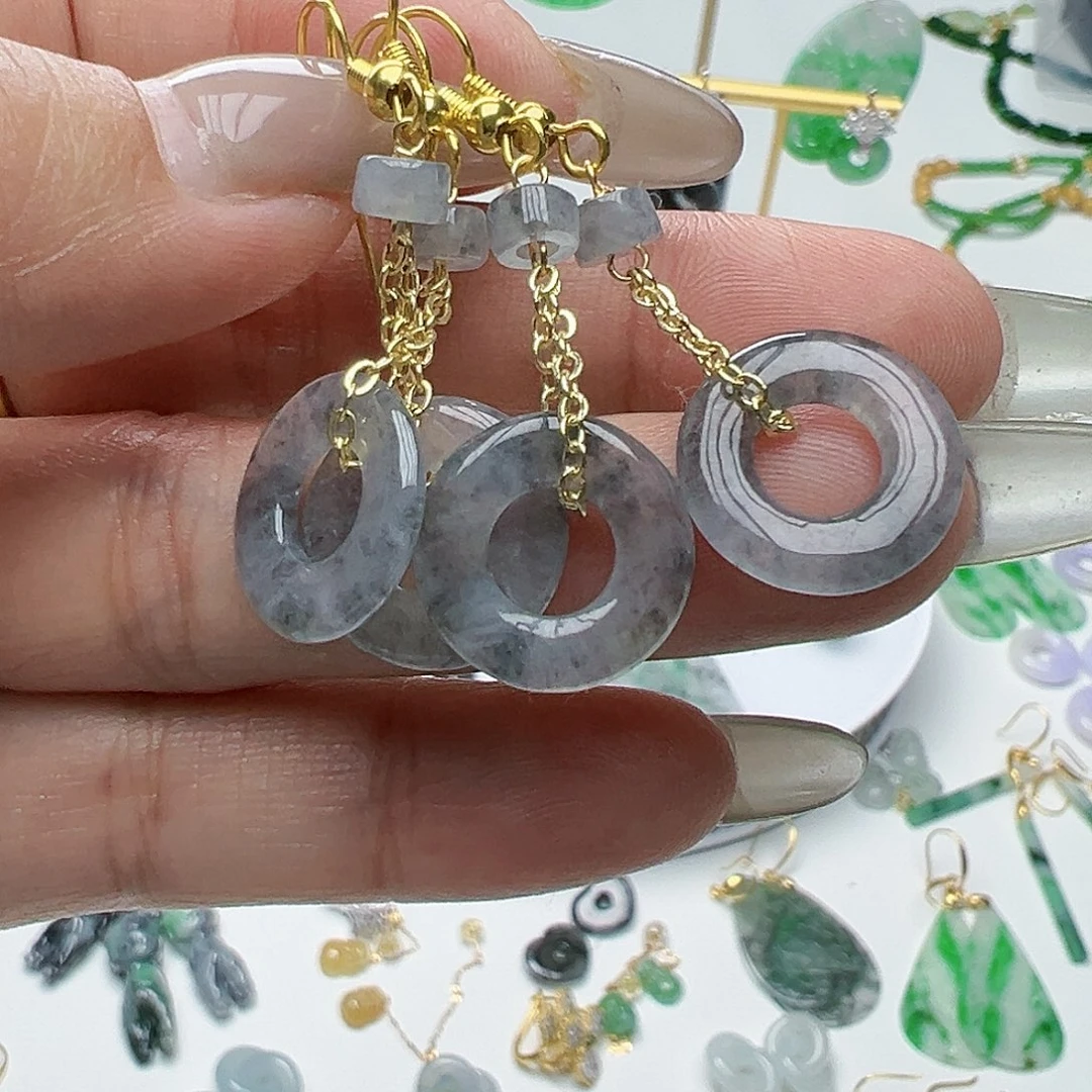 翡翠未镶嵌耳饰天然缅甸A货翡翠