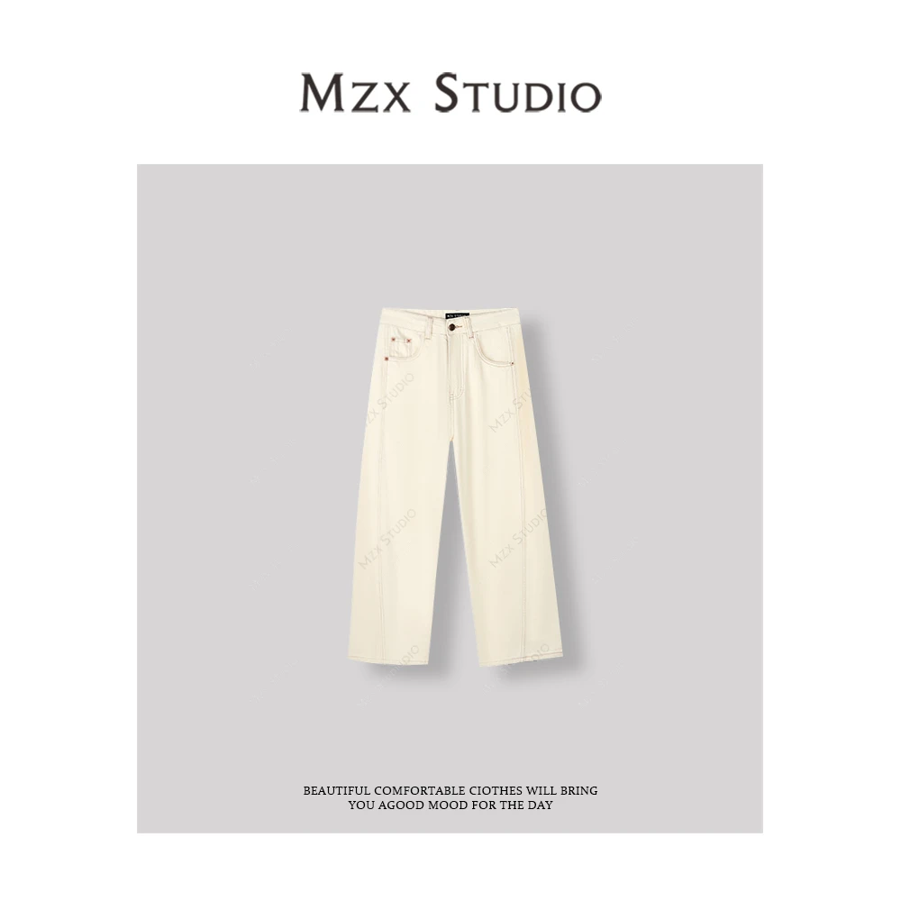 MZX 春夏棉麻感透气米色九分牛仔裤KZ4261-M
