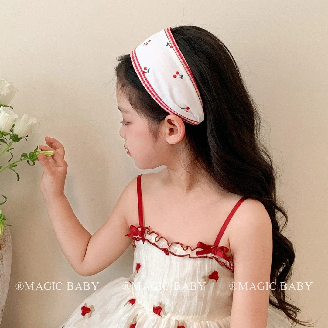 韩系甜美小樱桃宽边发箍儿童高颅顶不勒头头箍发饰宝宝洗脸发卡