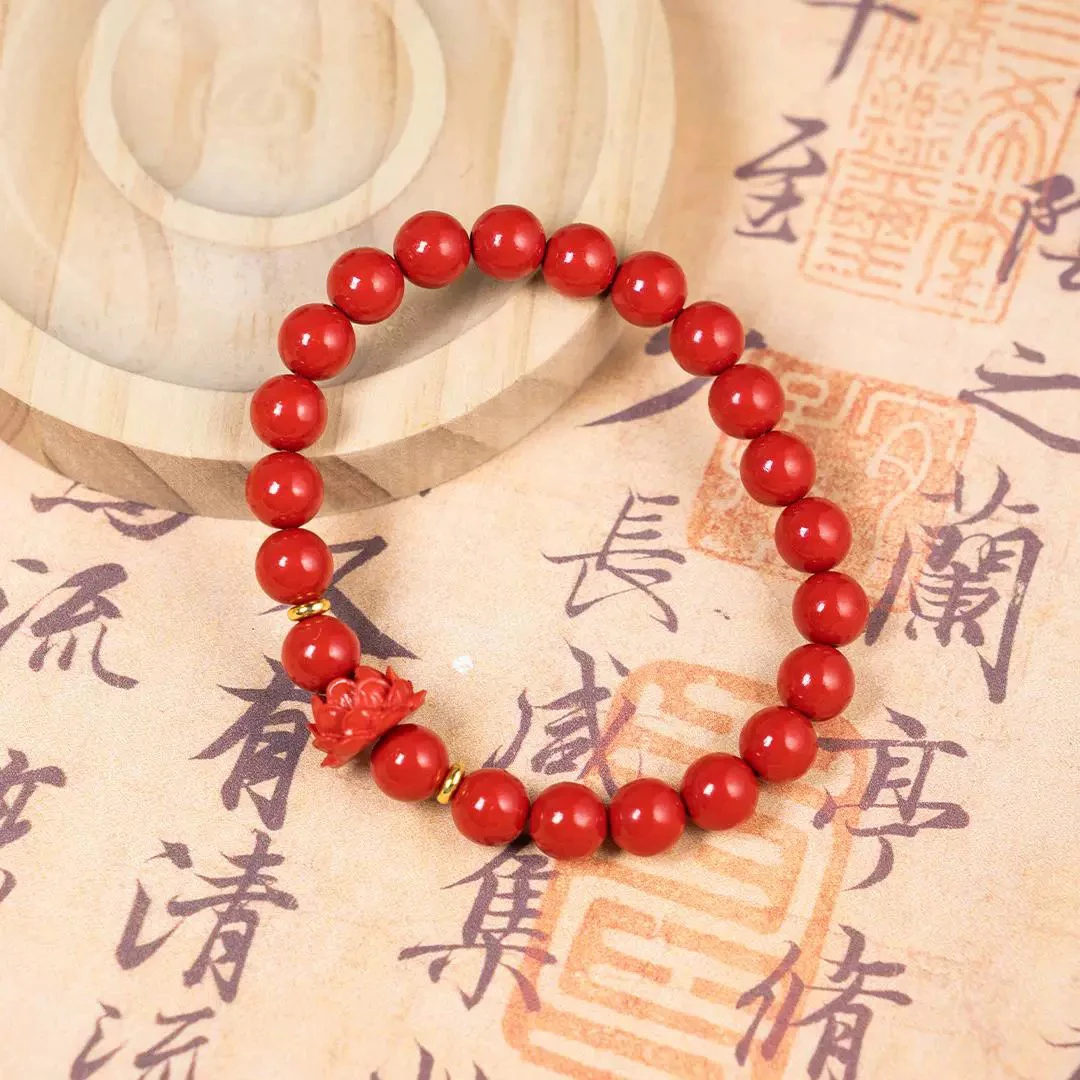 含辰砂工艺品高含量朱砂气质男女士莲花手串