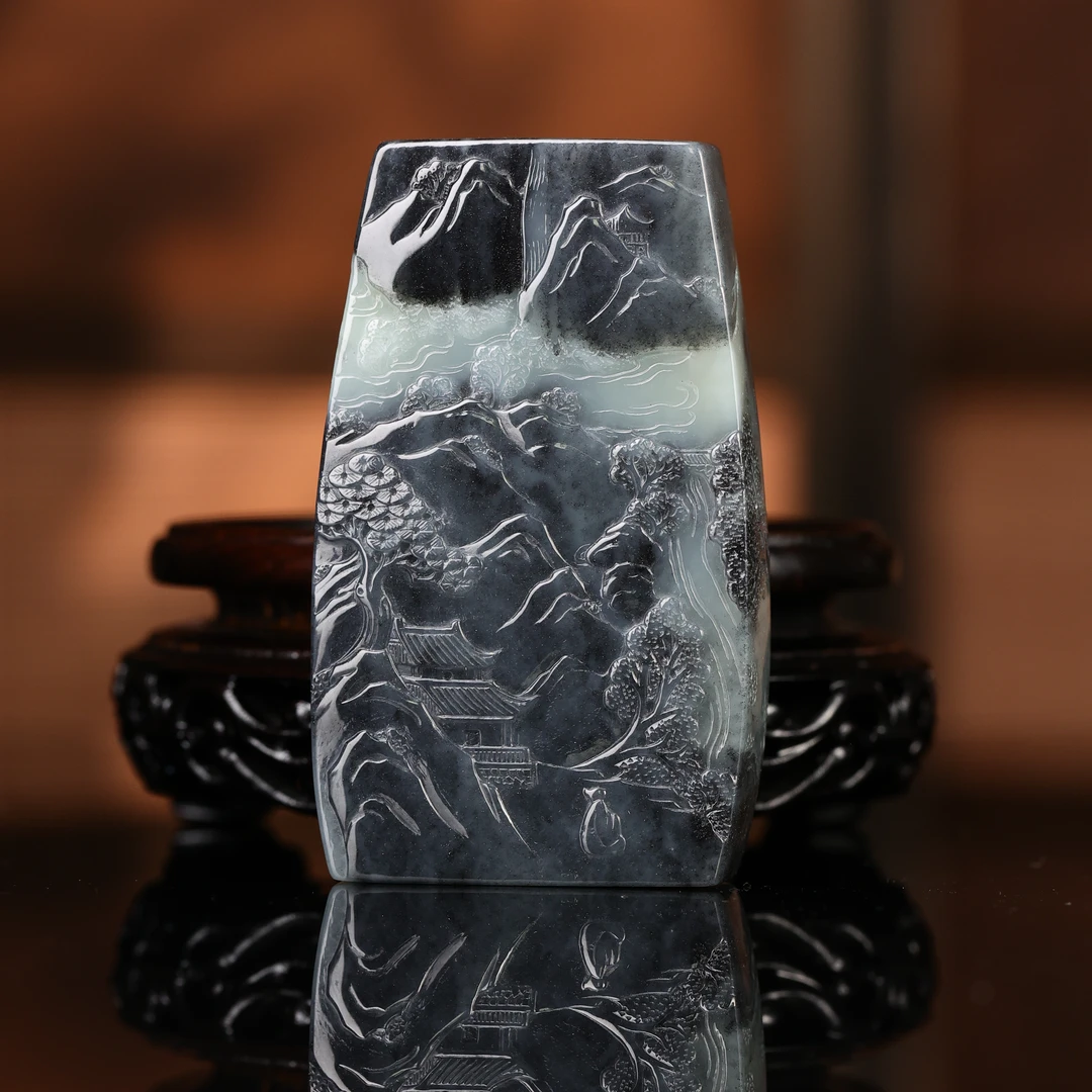 rl 和田玉青花山水牌2509210848