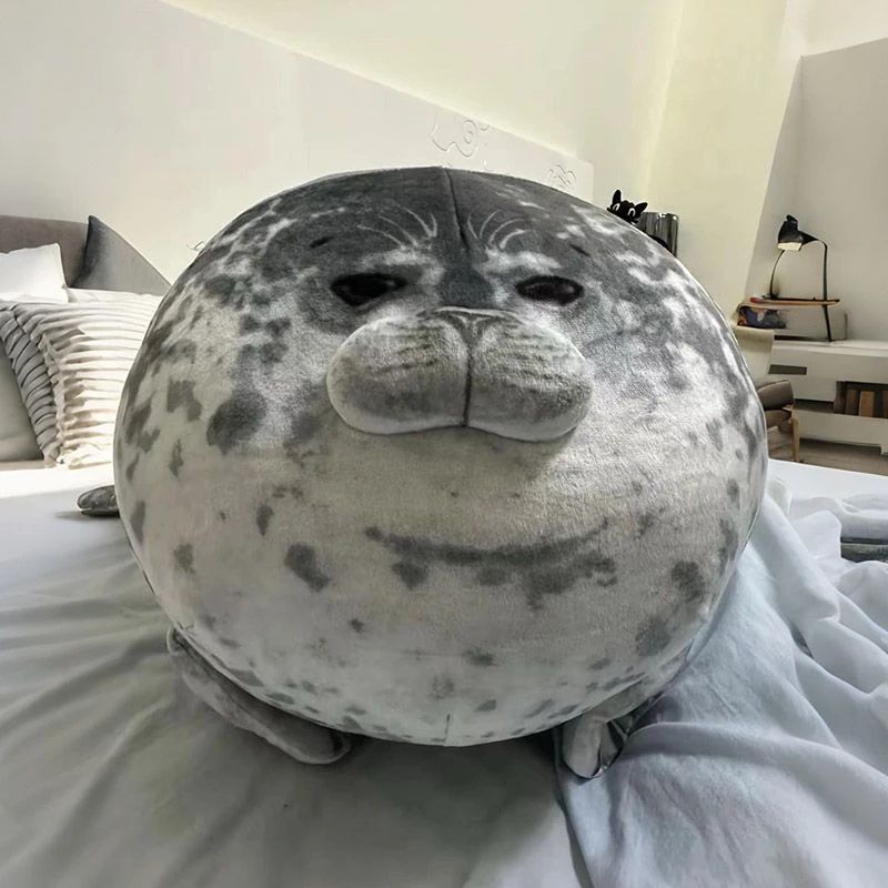 日本大阪海豹抱枕仿真玩偶毛绒公仔柔软睡觉娃娃丑萌治愈礼物LQ
