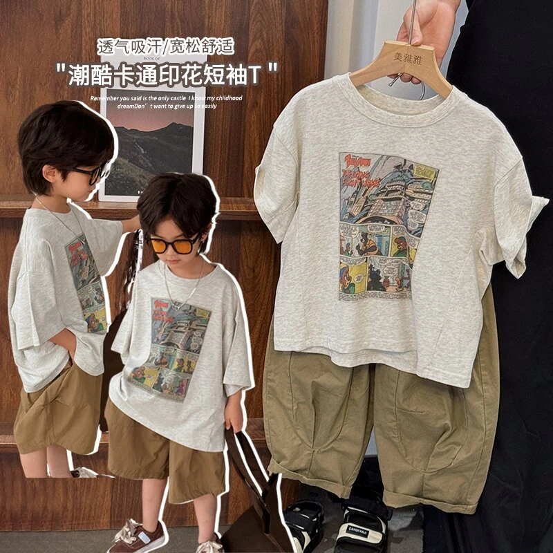 《夏上新》夏季清凉中大儿童卡通25XL922休闲半袖韩版男童女童