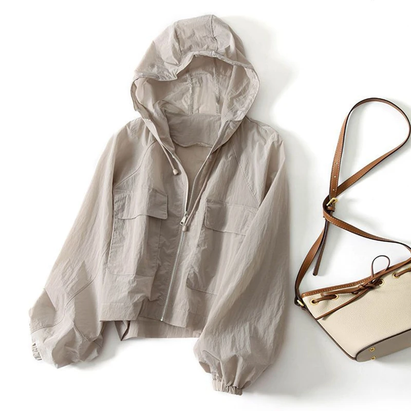 【新款防晒服】休闲百搭户外短外套2025新款纯色拼接短外套防晒服