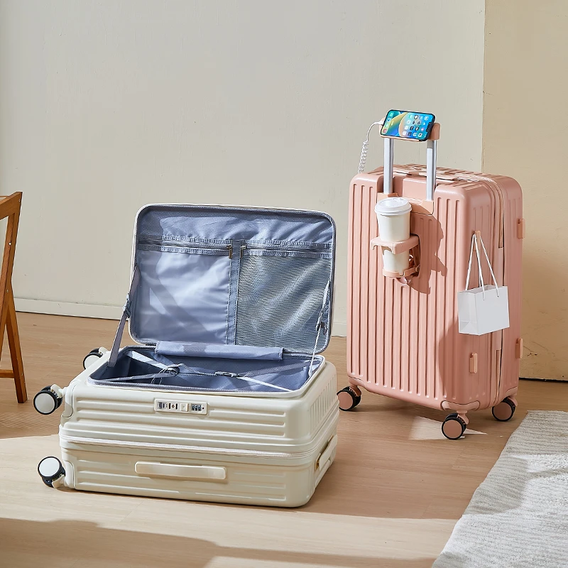 侧开盖加厚大容量拉杆行李箱男静音全功能旅行箱女20寸登机箱