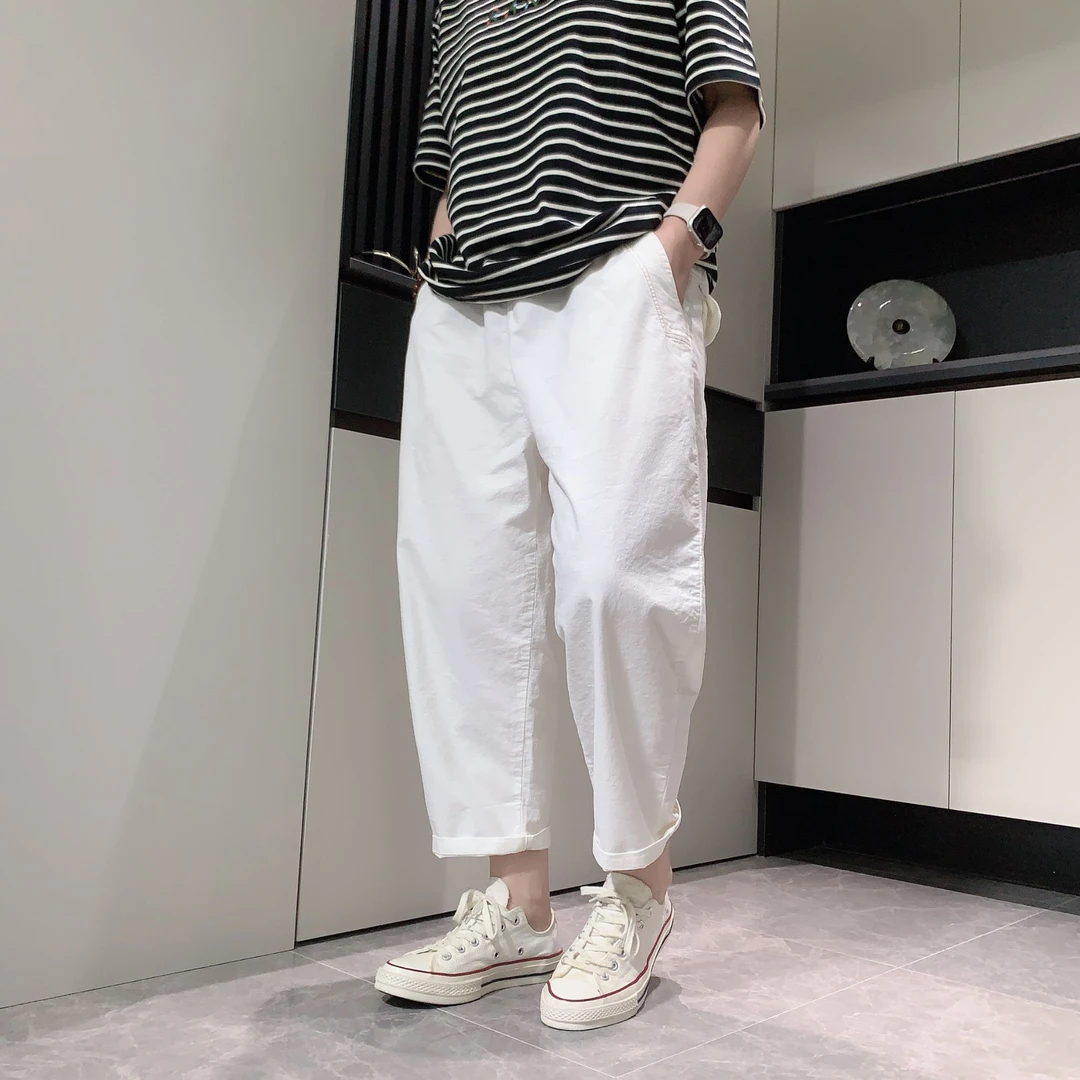 【六哥原创】设计款港风春季薄款纯色弹力纸片人显瘦休闲哈伦裤2539
