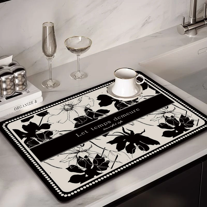 法式厨房沥水垫台面硅藻泥吸水垫碗碟控水垫桌面防滑茶杯垫子