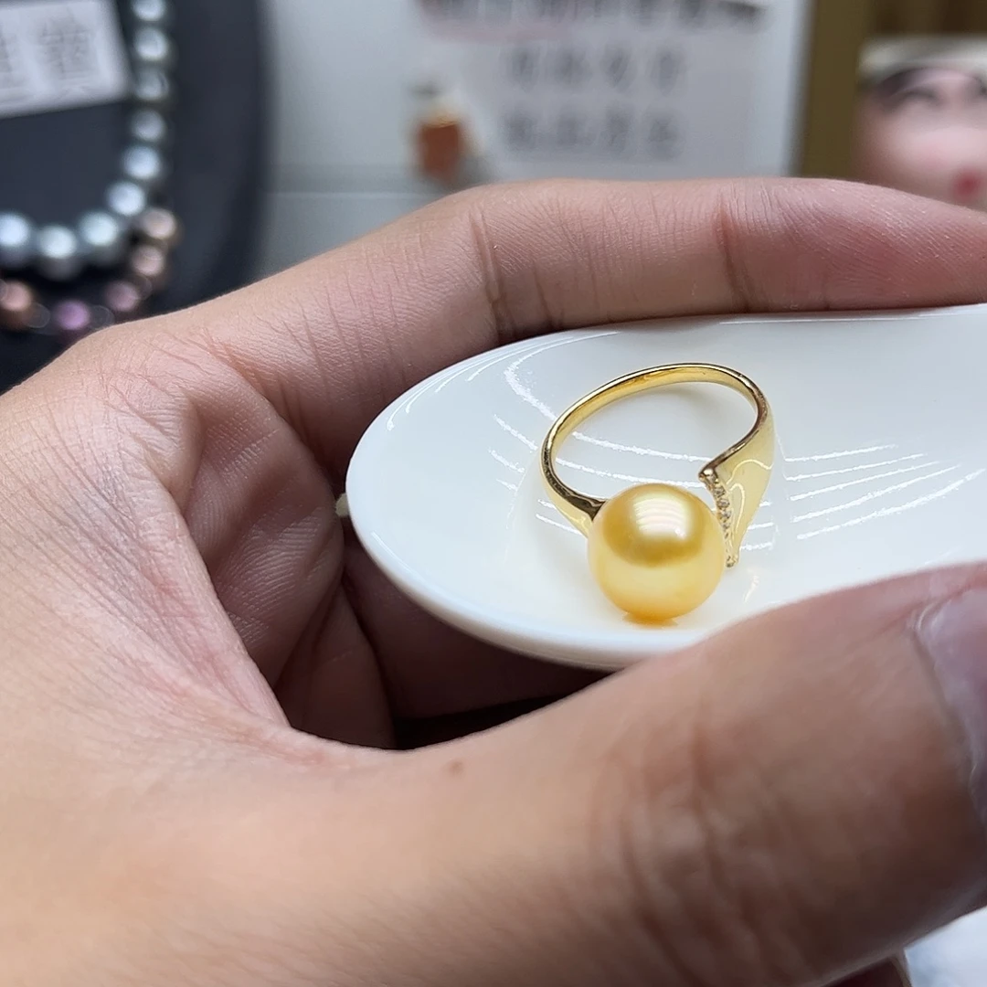 银S925镶嵌戒指海水珍珠