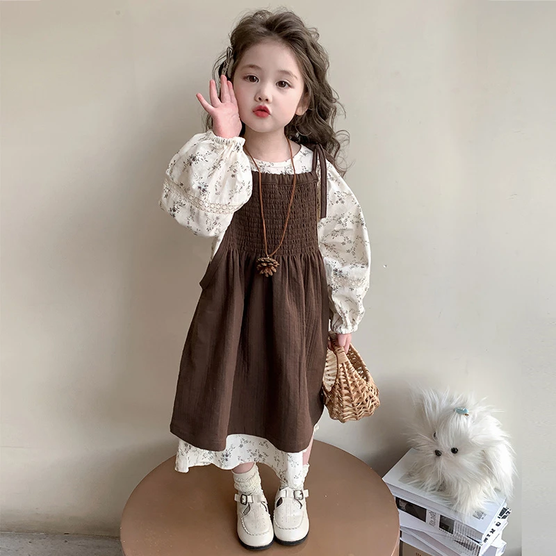 女童春装套装2025新款洋气女孩两件套宝宝春季儿童春秋款碎花裙子