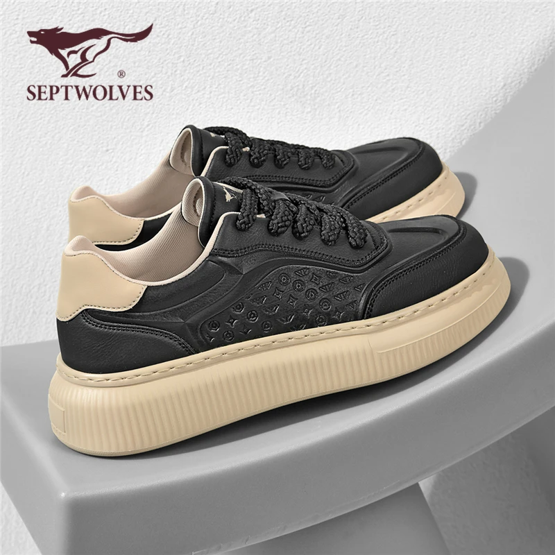 七匹狼小白鞋休闲板鞋秋冬男士百搭休闲鞋潮流厚底潮鞋白色鞋男鞋