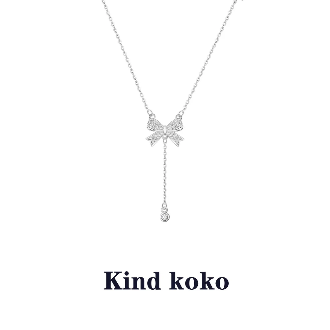 kind koko 钛钢项链 流苏蝴蝶结项链女轻奢小众锁骨链网红吊坠