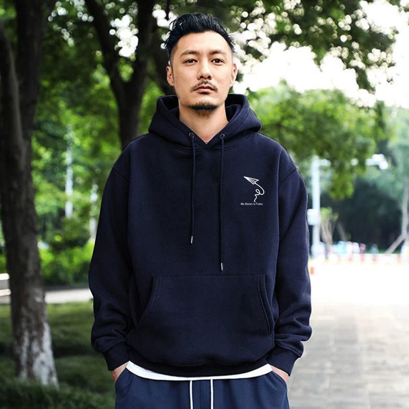 400克重磅余文乐中山新款男士连帽卫衣秋冬百搭上衣宽松加绒加厚