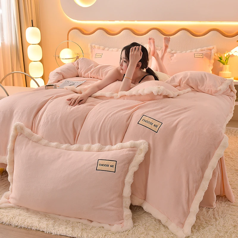 高端A类牛奶绒四件套珊瑚绒婴儿绒双面绒床单被套冬季加厚加绒4
