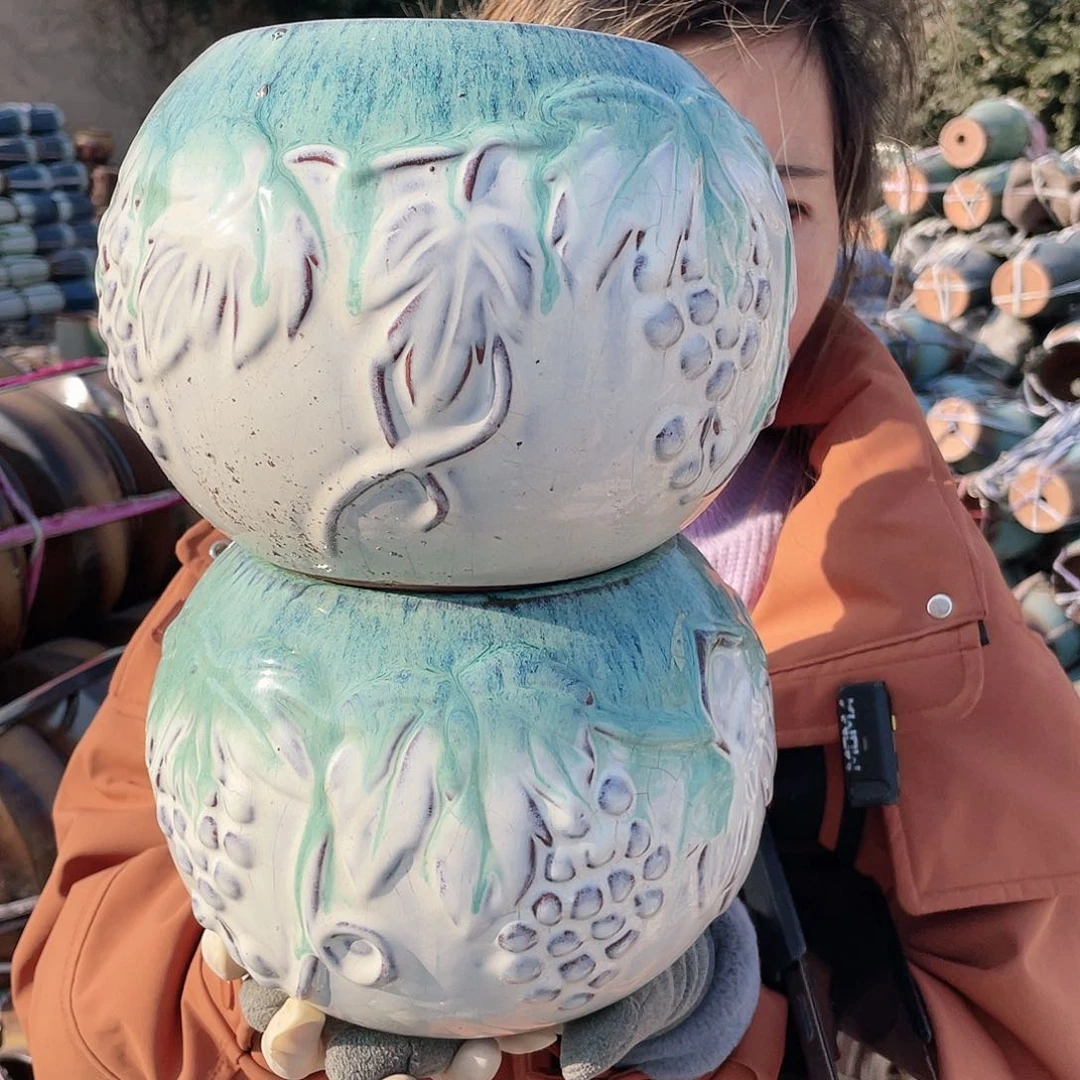 红陶王嫂花盆0119-两个叔叔