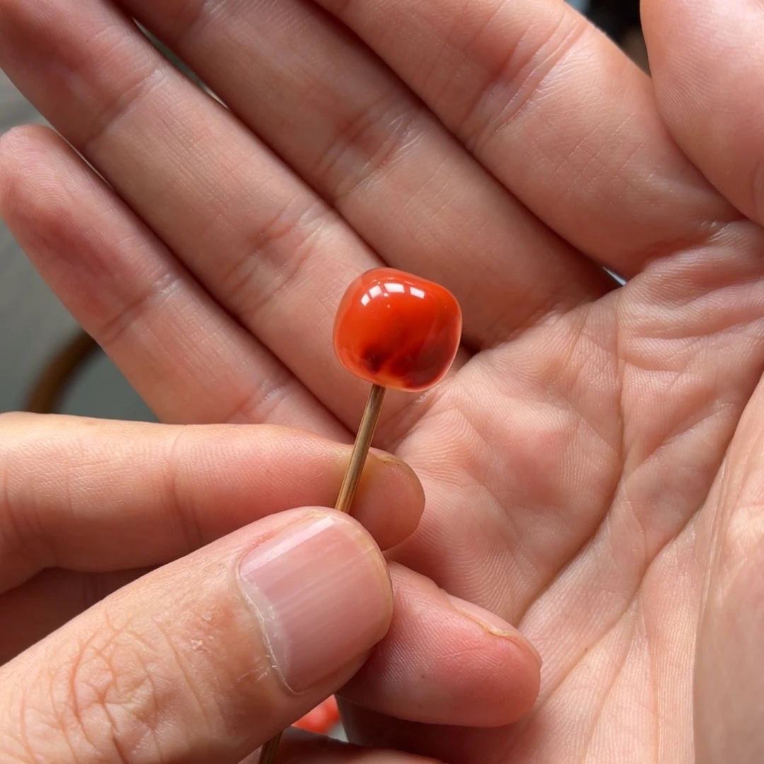 南红玛瑙未镶嵌单珠原矿保山南红杨柳冰飘老型单珠卡12.8