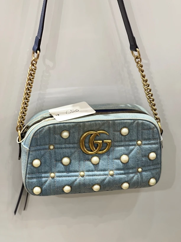 95新 GUCCI/古驰 夏七中古/gucci牛仔单肩包/c50