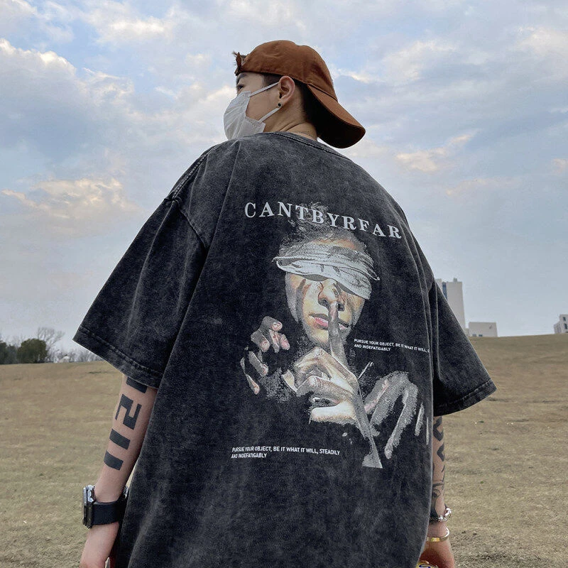 280克纯棉美式潮牌印花宽松短袖夏季百搭潮流港风ins休闲情侣T